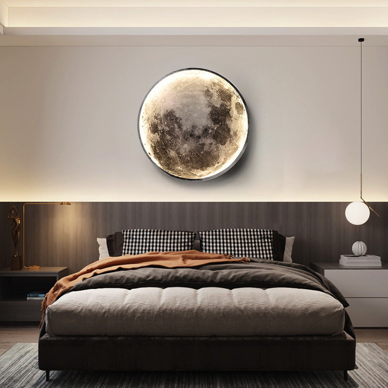 Contemporary Nordic Earth Moon Acrylic Round LED Wall Sconce Lamp For Bedroom