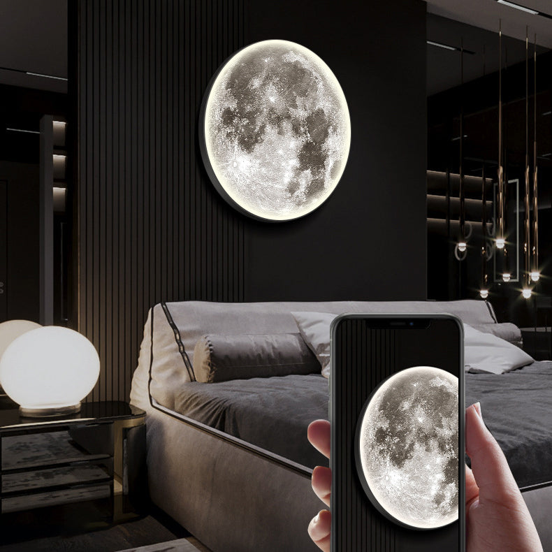 Contemporary Nordic Earth Moon Acrylic Round LED Wall Sconce Lamp For Bedroom