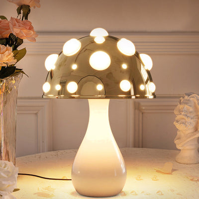 Contemporary Creative Iron PC Mushroom Decoration LED Table Lamp For Bedroom