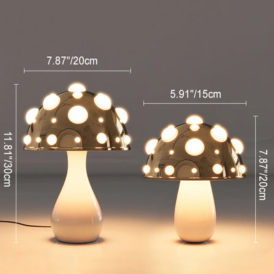 Contemporary Creative Iron PC Mushroom Decoration LED Table Lamp For Bedroom