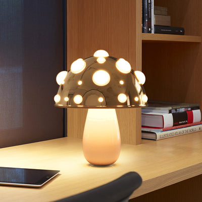 Contemporary Creative Iron PC Mushroom Decoration LED Table Lamp For Bedroom