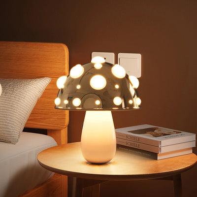 Contemporary Creative Iron PC Mushroom Decoration LED Table Lamp For Bedroom