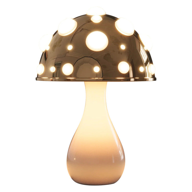 Contemporary Creative Iron PC Mushroom Decoration LED Table Lamp For Bedroom