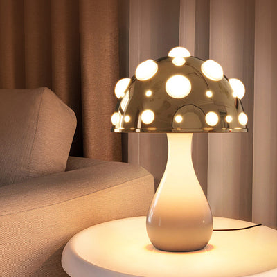 Contemporary Creative Iron PC Mushroom Decoration LED Table Lamp For Bedroom