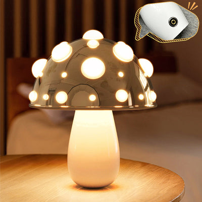 Contemporary Creative Iron PC Mushroom Decoration LED Table Lamp For Bedroom