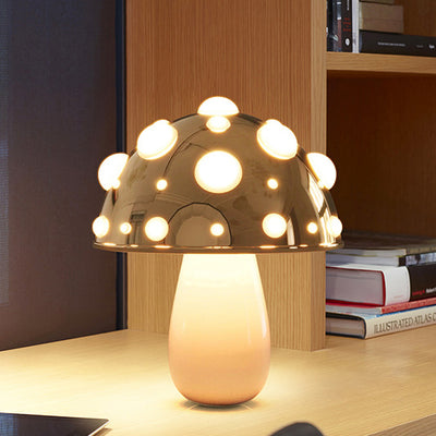 Contemporary Creative Iron PC Mushroom Decoration LED Table Lamp For Bedroom