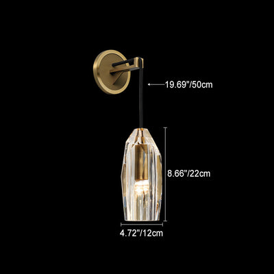 Zeitgenössische Luxus schillernde Kristall Stein Schatten Kupfer 1-Licht Wandleuchte Lampe für Wohnzimmer 