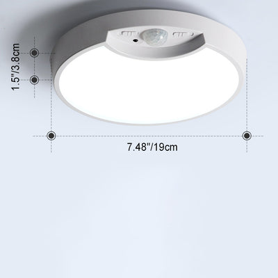 Moderne minimalistische runde Kunststoff-LED-Deckenleuchte mit intelligentem menschlichen Sensor für Wohnzimmer 