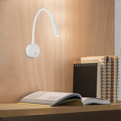 Modern Minimalist Iron Round Flexible Bending Hose LED Reading Light Wall Sconce Lamp For Bedroom