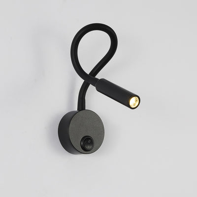 Modern Minimalist Iron Round Flexible Bending Hose LED Reading Light Wall Sconce Lamp For Bedroom