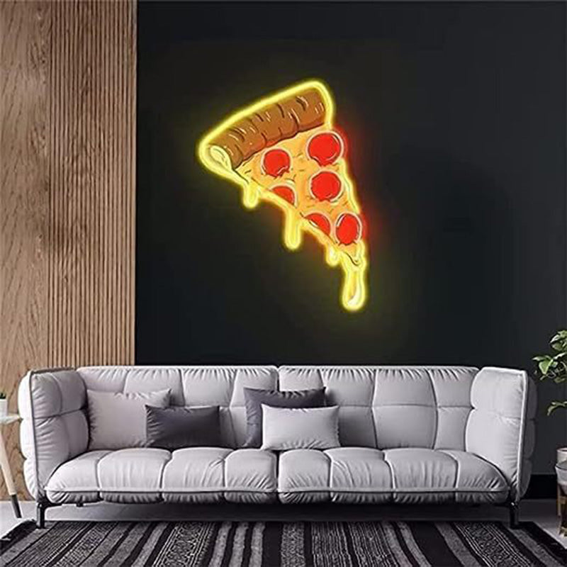 Contemporary Creative Acrylic PIZZA LED Neon Sign Decoration Light Wall Sconce Lamp For Dining Room