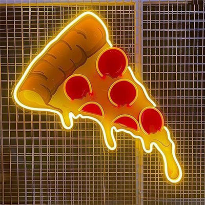 Contemporary Creative Acrylic PIZZA LED Neon Sign Decoration Light Wall Sconce Lamp For Dining Room