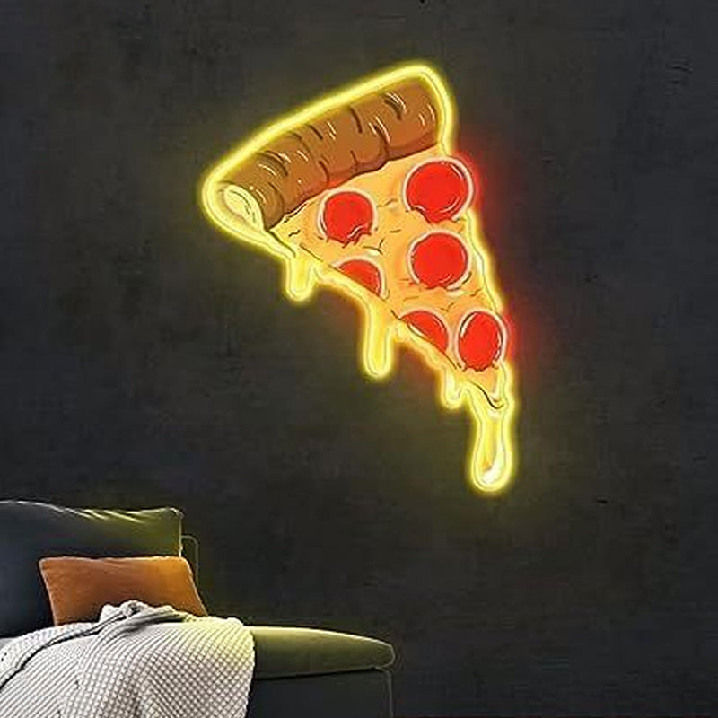 Contemporary Creative Acrylic PIZZA LED Neon Sign Decoration Light Wall Sconce Lamp For Dining Room