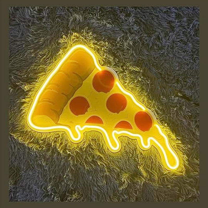 Contemporary Creative Acrylic PIZZA LED Neon Sign Decoration Light Wall Sconce Lamp For Dining Room