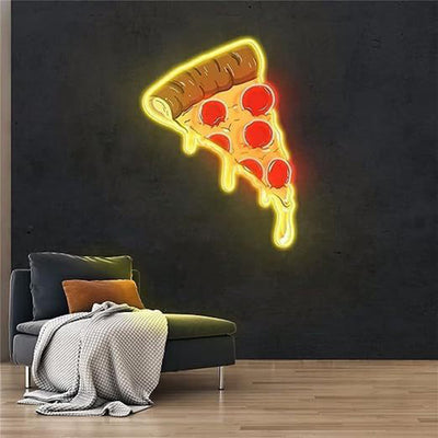 Contemporary Creative Acrylic PIZZA LED Neon Sign Decoration Light Wall Sconce Lamp For Dining Room