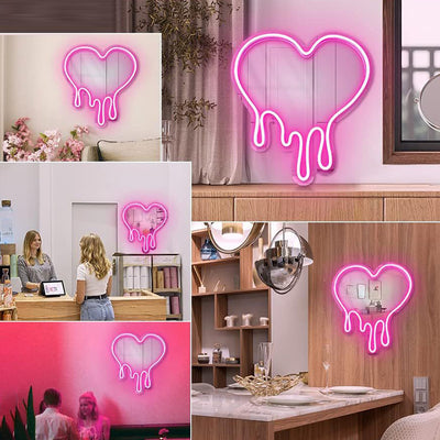 Zeitgenössische kreative Acryl Herzform Spiegel Neon Licht LED Wandleuchte Lampe für Schlafzimmer 