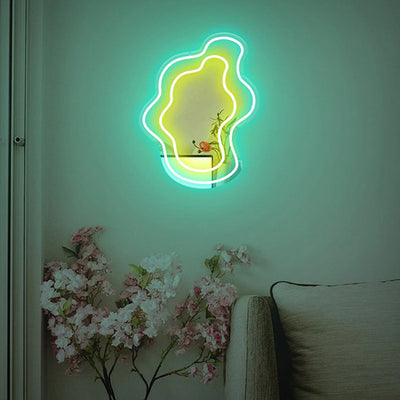 Contemporary Creative Acrylic Corrugation Mirror Neon Light LED Wall Sconce Lamp For Living Room