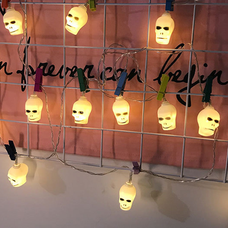 Contemporary Creative Halloween Skull Decoration LED String Lights For Entertainment Rooms