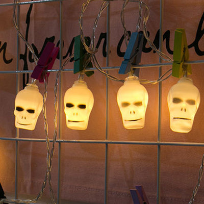 Contemporary Creative Halloween Skull Decoration LED String Lights For Entertainment Rooms