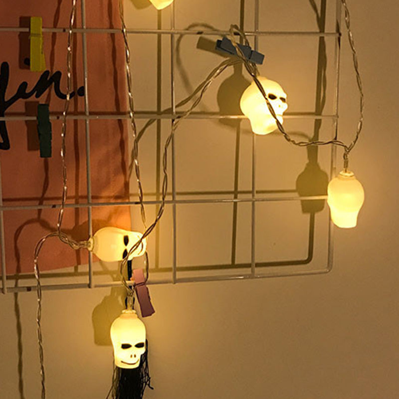 Contemporary Creative Halloween Skull Decoration LED String Lights For Entertainment Rooms