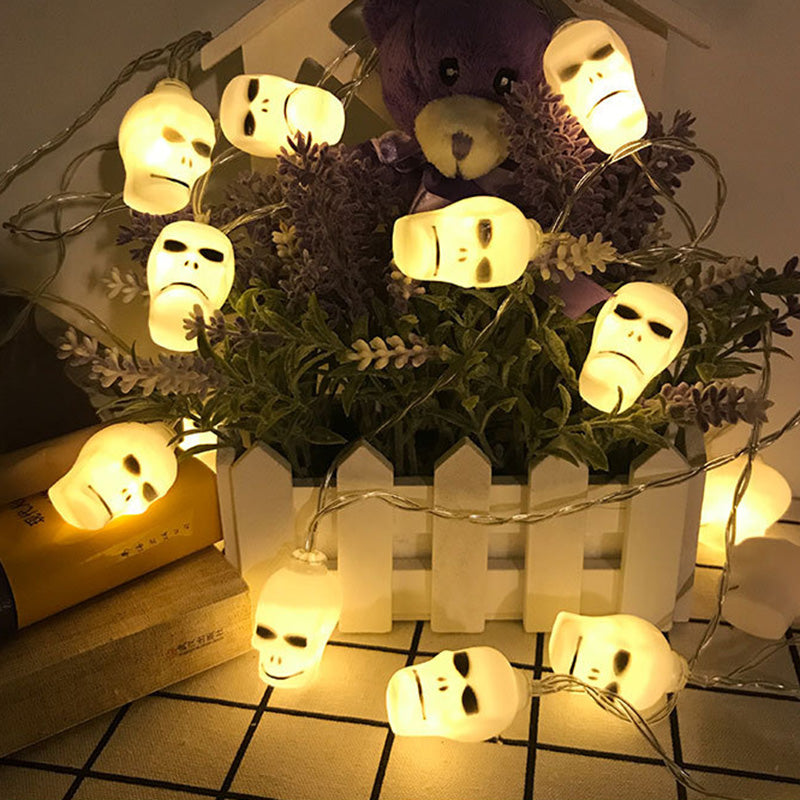 Contemporary Creative Halloween Skull Decoration LED String Lights For Entertainment Rooms