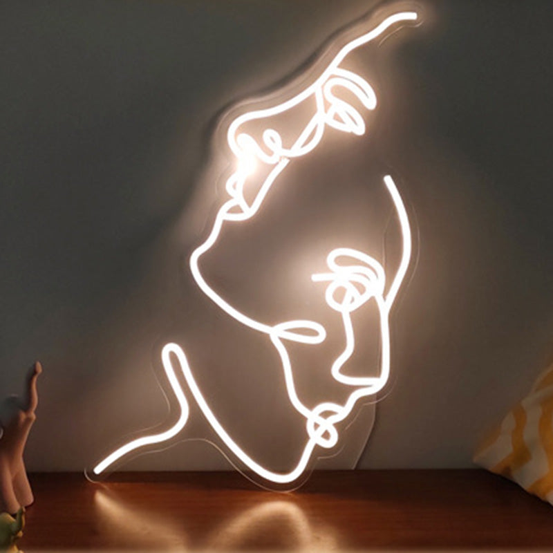 Zeitgenössische kreative Acryl zwei Gesicht Neonlicht LED Nachtlicht Tischlampe für Schlafzimmer 