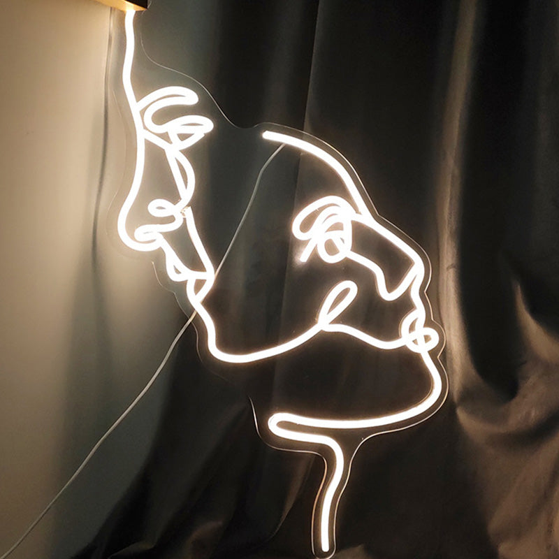 Zeitgenössische kreative Acryl zwei Gesicht Neonlicht LED Nachtlicht Tischlampe für Schlafzimmer 