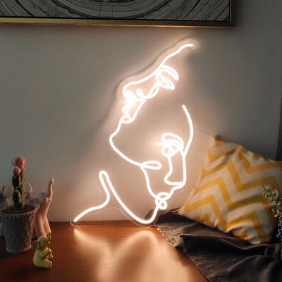 Zeitgenössische kreative Acryl zwei Gesicht Neonlicht LED Nachtlicht Tischlampe für Schlafzimmer 