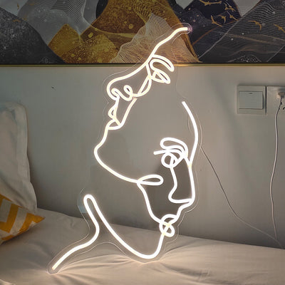 Zeitgenössische kreative Acryl zwei Gesicht Neonlicht LED Nachtlicht Tischlampe für Schlafzimmer 