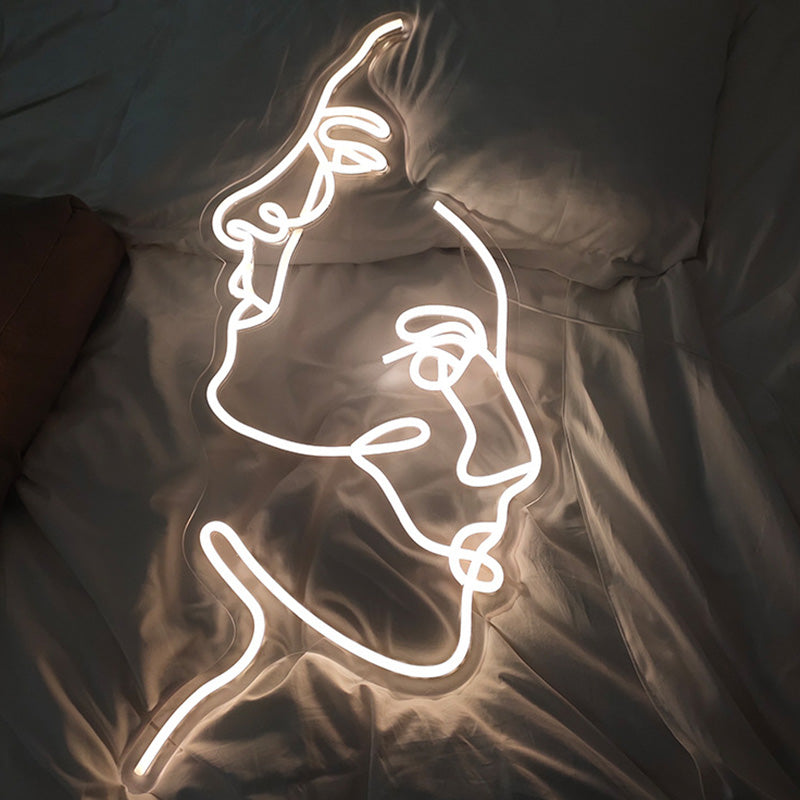 Zeitgenössische kreative Acryl zwei Gesicht Neonlicht LED Nachtlicht Tischlampe für Schlafzimmer 