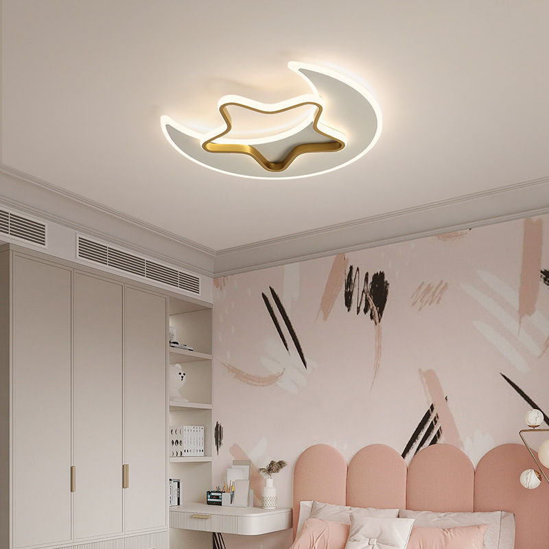 Zeitgenössische kreative Mond Stern Acryl Schatten Hardware LED Unterputz Deckenleuchte für Wohnzimmer 