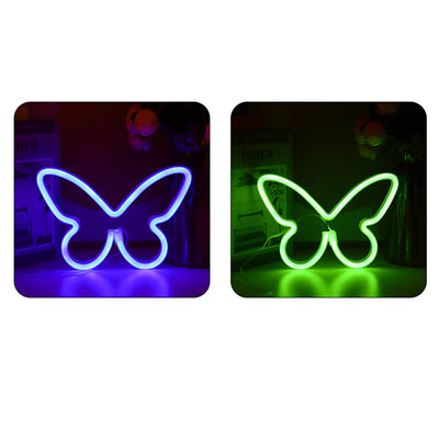 Moderne Art Deco Schmetterling Schatten Neon Licht LED Tisch Lampe Für Schlafzimmer 