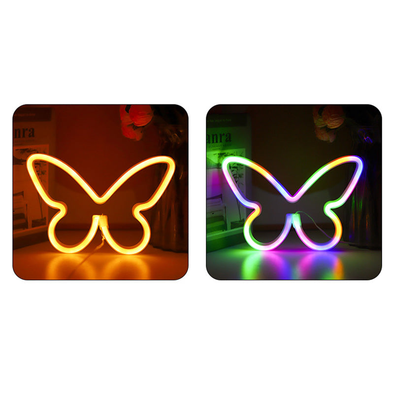 Moderne Art Deco Schmetterling Schatten Neon Licht LED Tisch Lampe Für Schlafzimmer 