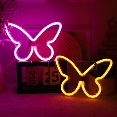 Moderne Art Deco Schmetterling Schatten Neon Licht LED Tisch Lampe Für Schlafzimmer 