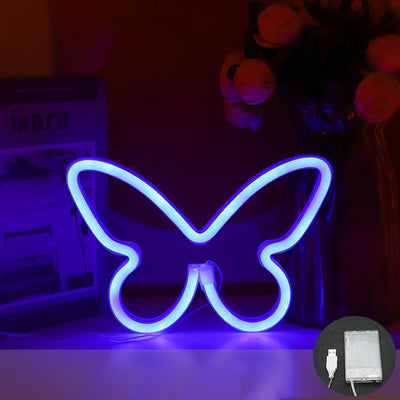 Moderne Art Deco Schmetterling Schatten Neon Licht LED Tisch Lampe Für Schlafzimmer 