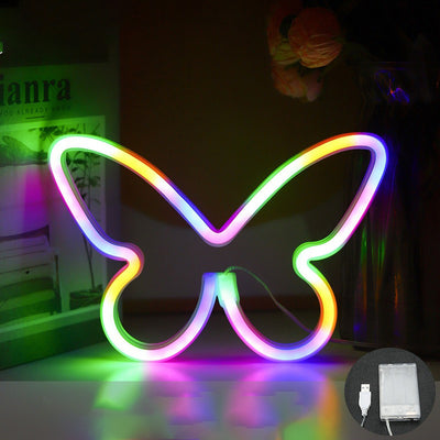 Moderne Art Deco Schmetterling Schatten Neon Licht LED Tisch Lampe Für Schlafzimmer 