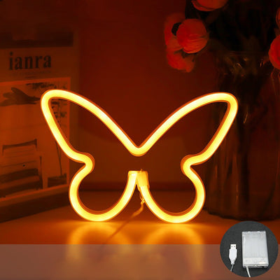 Moderne Art Deco Schmetterling Schatten Neon Licht LED Tisch Lampe Für Schlafzimmer 