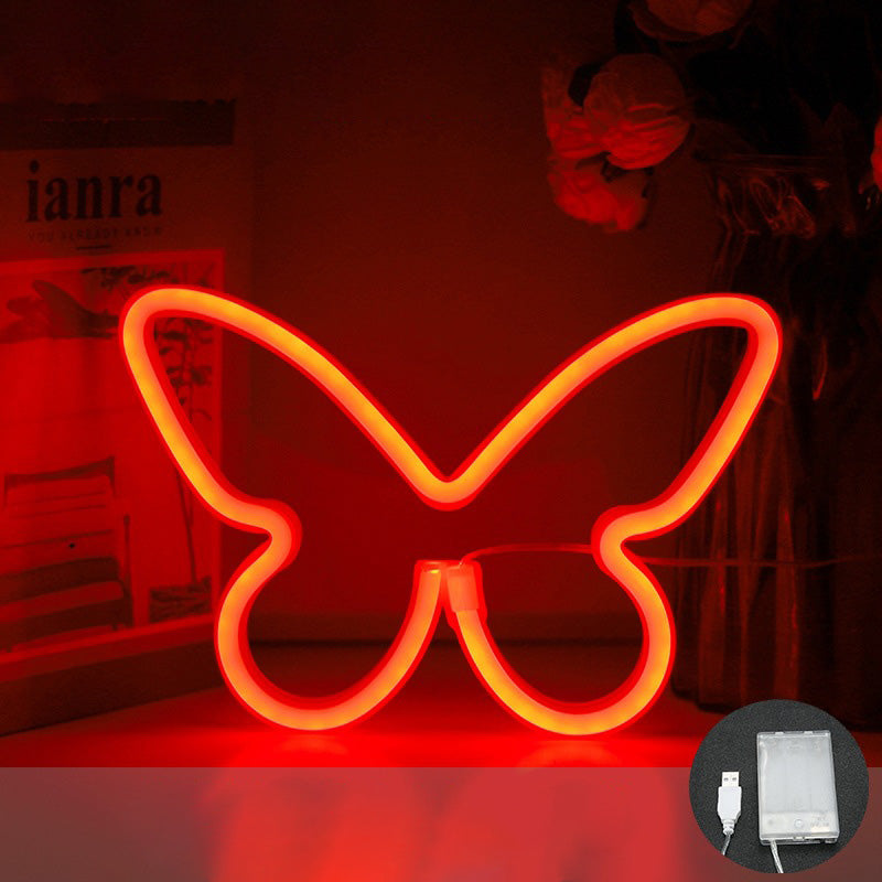 Moderne Art Deco Schmetterling Schatten Neon Licht LED Tisch Lampe Für Schlafzimmer 