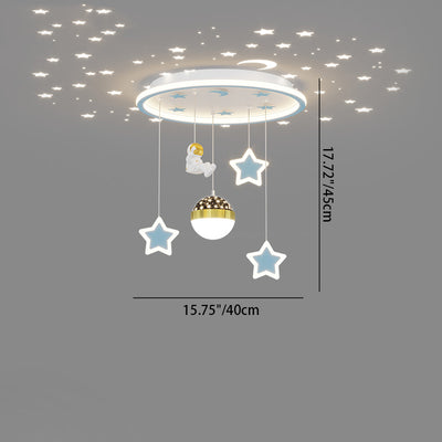 Zeitgenössische nordische Eisen Acryl Astronaut Star LED Unterputz Deckenleuchte für Wohnzimmer 