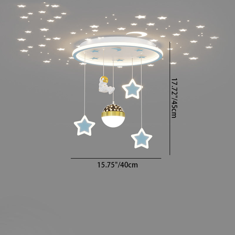 Zeitgenössische nordische Eisen Acryl Astronaut Star LED Unterputz Deckenleuchte für Wohnzimmer 