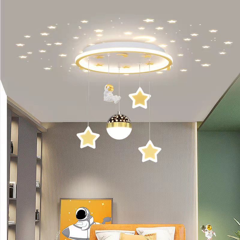 Zeitgenössische nordische Eisen Acryl Astronaut Star LED Unterputz Deckenleuchte für Wohnzimmer 