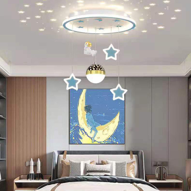 Zeitgenössische nordische Eisen Acryl Astronaut Star LED Unterputz Deckenleuchte für Wohnzimmer 