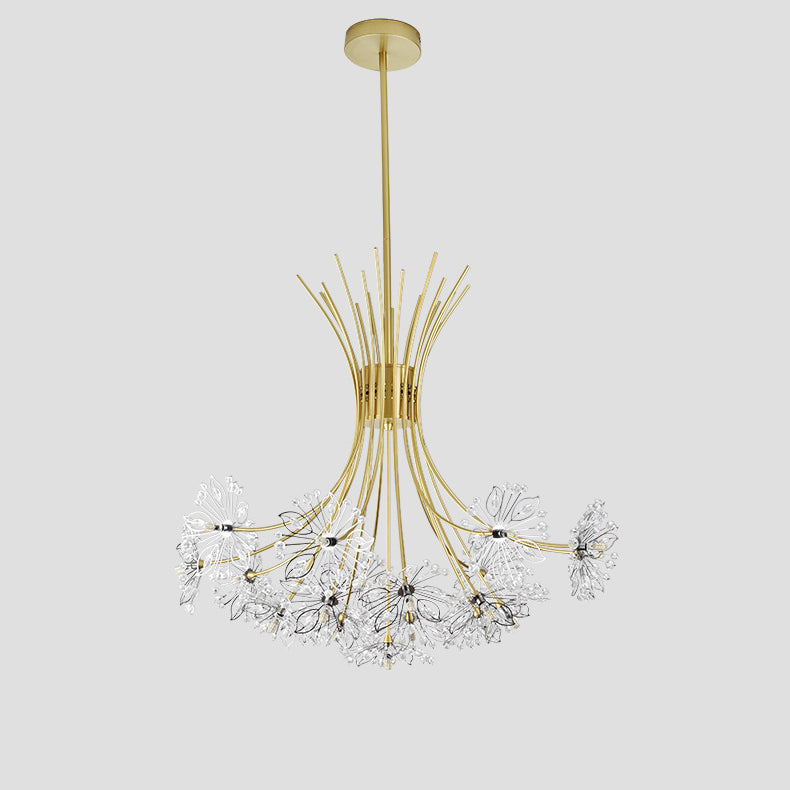 Contemporary Luxury Dandelion Crystal Firework Iron Frame 13/19-Light Chandelier For Living Room