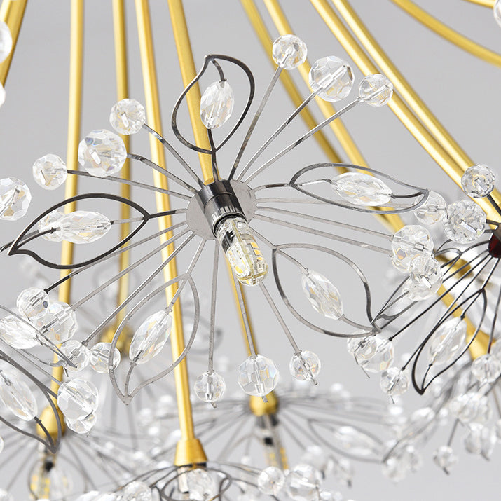 Contemporary Luxury Dandelion Crystal Firework Iron Frame 13/19-Light Chandelier For Living Room