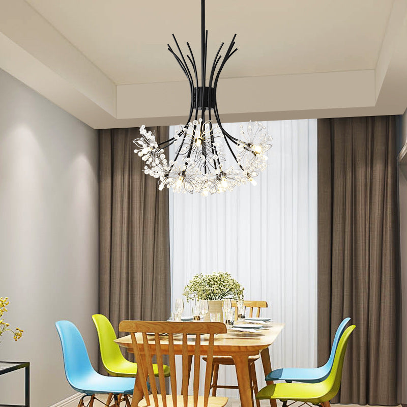 Contemporary Luxury Dandelion Crystal Firework Iron Frame 13/19-Light Chandelier For Living Room