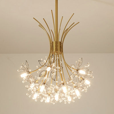 Contemporary Luxury Dandelion Crystal Firework Iron Frame 13/19-Light Chandelier For Living Room