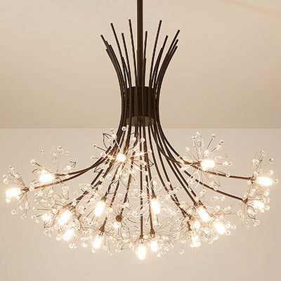 Contemporary Luxury Dandelion Crystal Firework Iron Frame 13/19-Light Chandelier For Living Room