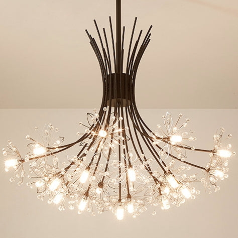 Contemporary Luxury Dandelion Crystal Firework Iron Frame 13/19-Light Chandelier For Living Room