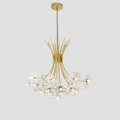 Contemporary Luxury Dandelion Crystal Firework Iron Frame 13/19-Light Chandelier For Living Room