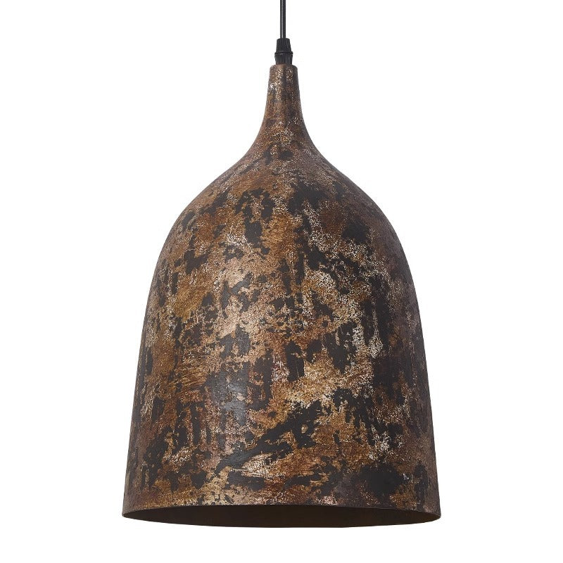 Traditional Japanese Wabi-Sabi Hand Painted Steel Round 1-Light Pendant Light For Dining Room